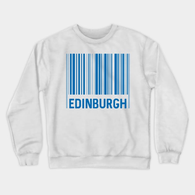 Edinburgh Bar Code Design (Scottish Saltire Blue) Crewneck Sweatshirt by MacPean